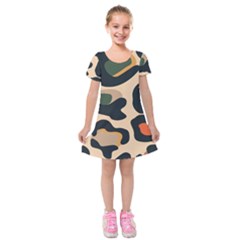 Exotic Leopard Skin Design Kids  Short Sleeve Velvet Dress by ArtsyWishy