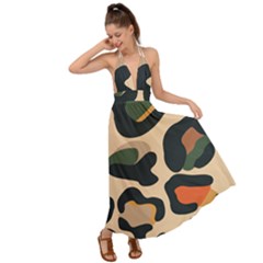 Exotic Leopard Skin Design Backless Maxi Beach Dress by ArtsyWishy