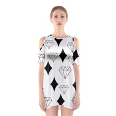 Black & Gold Diamond Design Shoulder Cutout One Piece Dress by ArtsyWishy