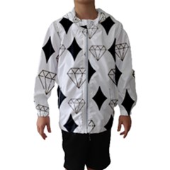 Black & Gold Diamond Design Kids  Hooded Windbreaker by ArtsyWishy