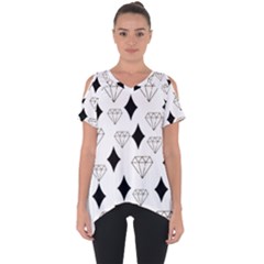 Black & Gold Diamond Design Cut Out Side Drop Tee by ArtsyWishy