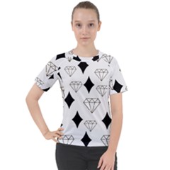 Black & Gold Diamond Design Women s Sport Raglan Tee