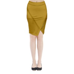  Dark Goldenrod - Midi Wrap Pencil Skirt