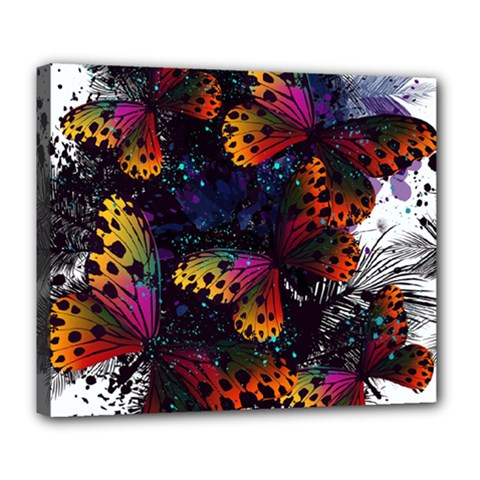 Butterfly Floral Pattern Deluxe Canvas 24  x 20  (Stretched)