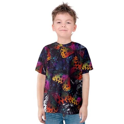 Butterfly Floral Pattern Kids  Cotton Tee by ArtsyWishy