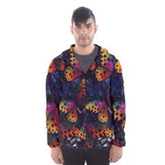 Butterfly Floral Pattern Men s Hooded Windbreaker