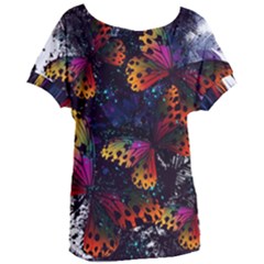 Butterfly Floral Pattern Women s Oversized Tee by ArtsyWishy