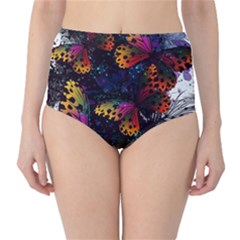 Butterfly Floral Pattern Classic High-Waist Bikini Bottoms