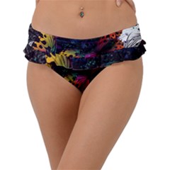 Butterfly Floral Pattern Frill Bikini Bottom