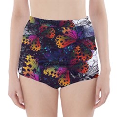 Butterfly Floral Pattern High-waisted Bikini Bottoms by ArtsyWishy