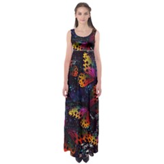 Butterfly Floral Pattern Empire Waist Maxi Dress