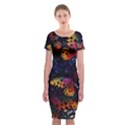 Butterfly Floral Pattern Classic Short Sleeve Midi Dress View1