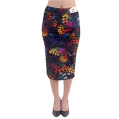 Butterfly Floral Pattern Midi Pencil Skirt by ArtsyWishy