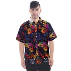 Butterfly Floral Pattern Men s Short Sleeve Shirt