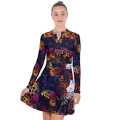 Butterfly Floral Pattern Long Sleeve Panel Dress by ArtsyWishy