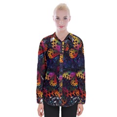 Butterfly Floral Pattern Womens Long Sleeve Shirt