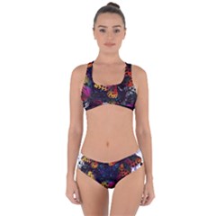 Butterfly Floral Pattern Criss Cross Bikini Set by ArtsyWishy