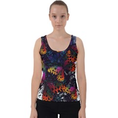 Butterfly Floral Pattern Velvet Tank Top by ArtsyWishy