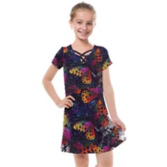 Butterfly Floral Pattern Kids  Cross Web Dress by ArtsyWishy