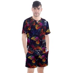 Butterfly Floral Pattern Men s Mesh Tee and Shorts Set