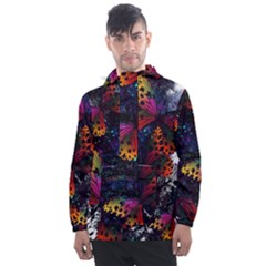 Butterfly Floral Pattern Men s Front Pocket Pullover Windbreaker by ArtsyWishy