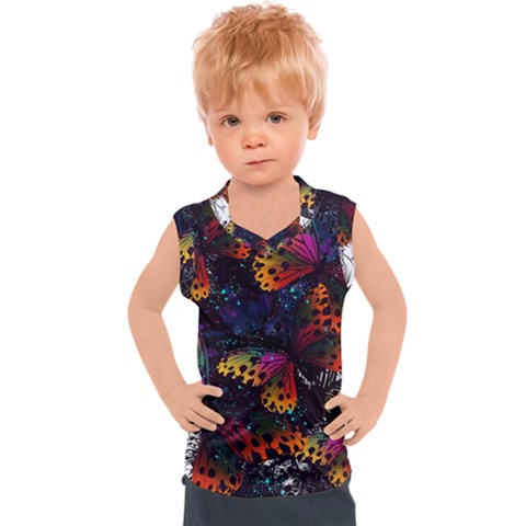 Butterfly Floral Pattern Kids  Sport Tank Top by ArtsyWishy