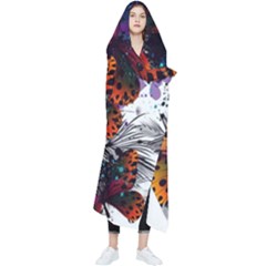 Butterfly Floral Pattern Wearable Blanket by ArtsyWishy