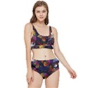 Butterfly Floral Pattern Frilly Bikini Set View1