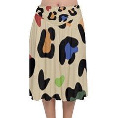 Animal Print Design Velvet Flared Midi Skirt by ArtsyWishy