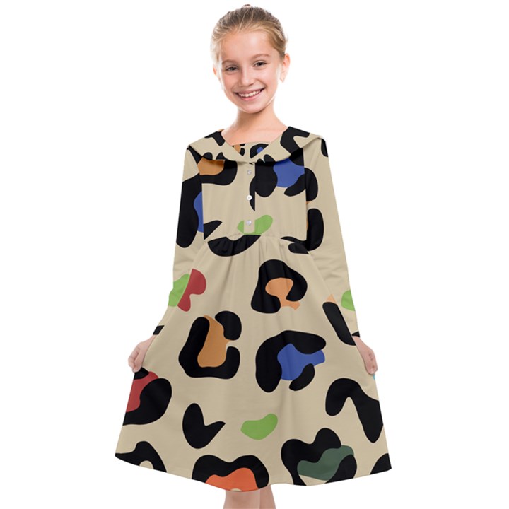 Animal Print Design Kids  Midi Sailor Dress