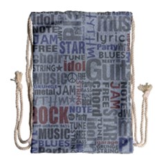 Dark Denim With Letters Drawstring Bag (large) by ArtsyWishy