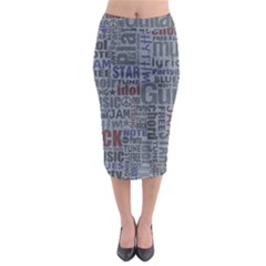 Dark Denim With Letters Midi Pencil Skirt by ArtsyWishy