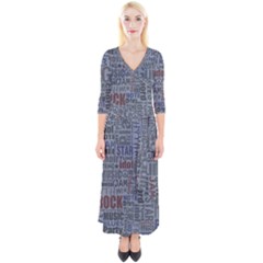 Dark Denim With Letters Quarter Sleeve Wrap Maxi Dress by ArtsyWishy