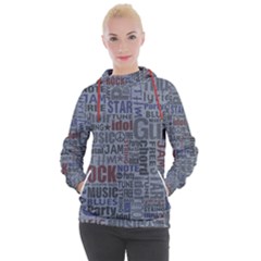 Dark Denim With Letters Women s Hooded Pullover