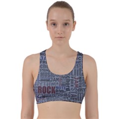 Dark Denim With Letters Back Weave Sports Bra by ArtsyWishy