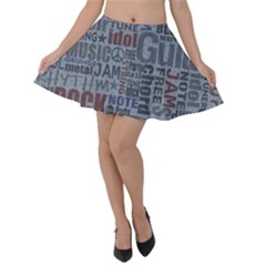 Dark Denim With Letters Velvet Skater Skirt by ArtsyWishy