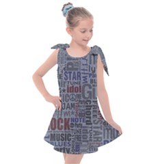 Dark Denim With Letters Kids  Tie Up Tunic Dress by ArtsyWishy