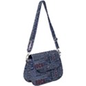 Dark Denim With Letters Saddle Handbag View1