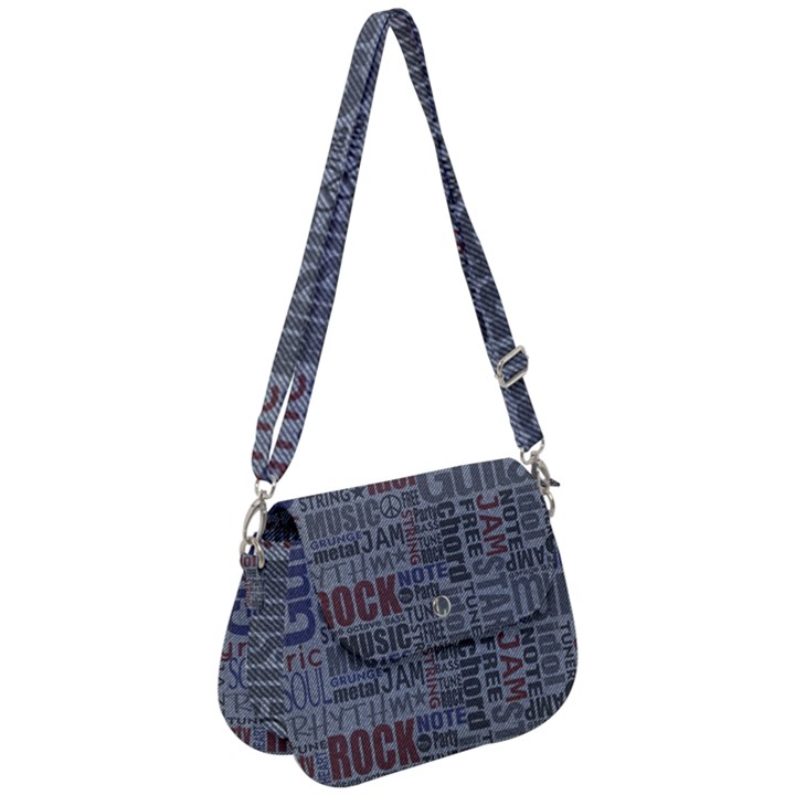 Dark Denim With Letters Saddle Handbag