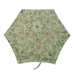 Beige Denim With Logos Mini Folding Umbrellas by ArtsyWishy