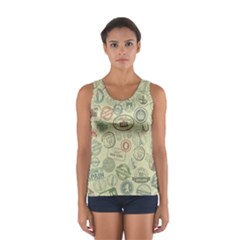 Beige Denim With Logos Sport Tank Top  by ArtsyWishy