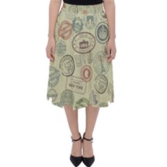 Beige Denim With Logos Classic Midi Skirt by ArtsyWishy