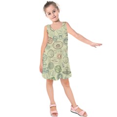 Beige Denim With Logos Kids  Sleeveless Dress by ArtsyWishy