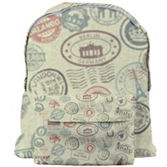 Beige Denim With Logos Giant Full Print Backpack by ArtsyWishy