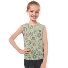 Beige Denim With Logos Kids  Mesh Tank Top by ArtsyWishy