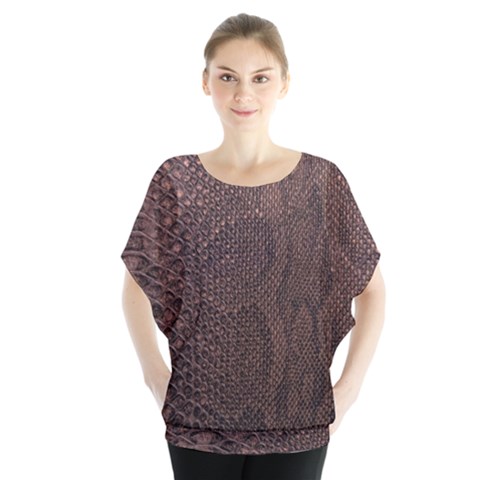 Leather Snakeskin Design Batwing Chiffon Blouse by ArtsyWishy