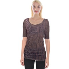 Leather Snakeskin Design Wide Neckline Tee