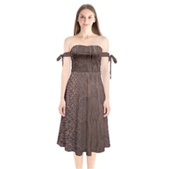 Leather Snakeskin Design Shoulder Tie Bardot Midi Dress