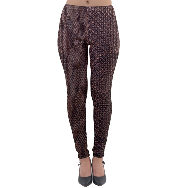 Leather Snakeskin Design Lightweight Velour Leggings