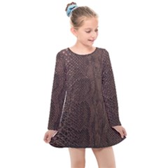 Leather Snakeskin Design Kids  Long Sleeve Dress by ArtsyWishy